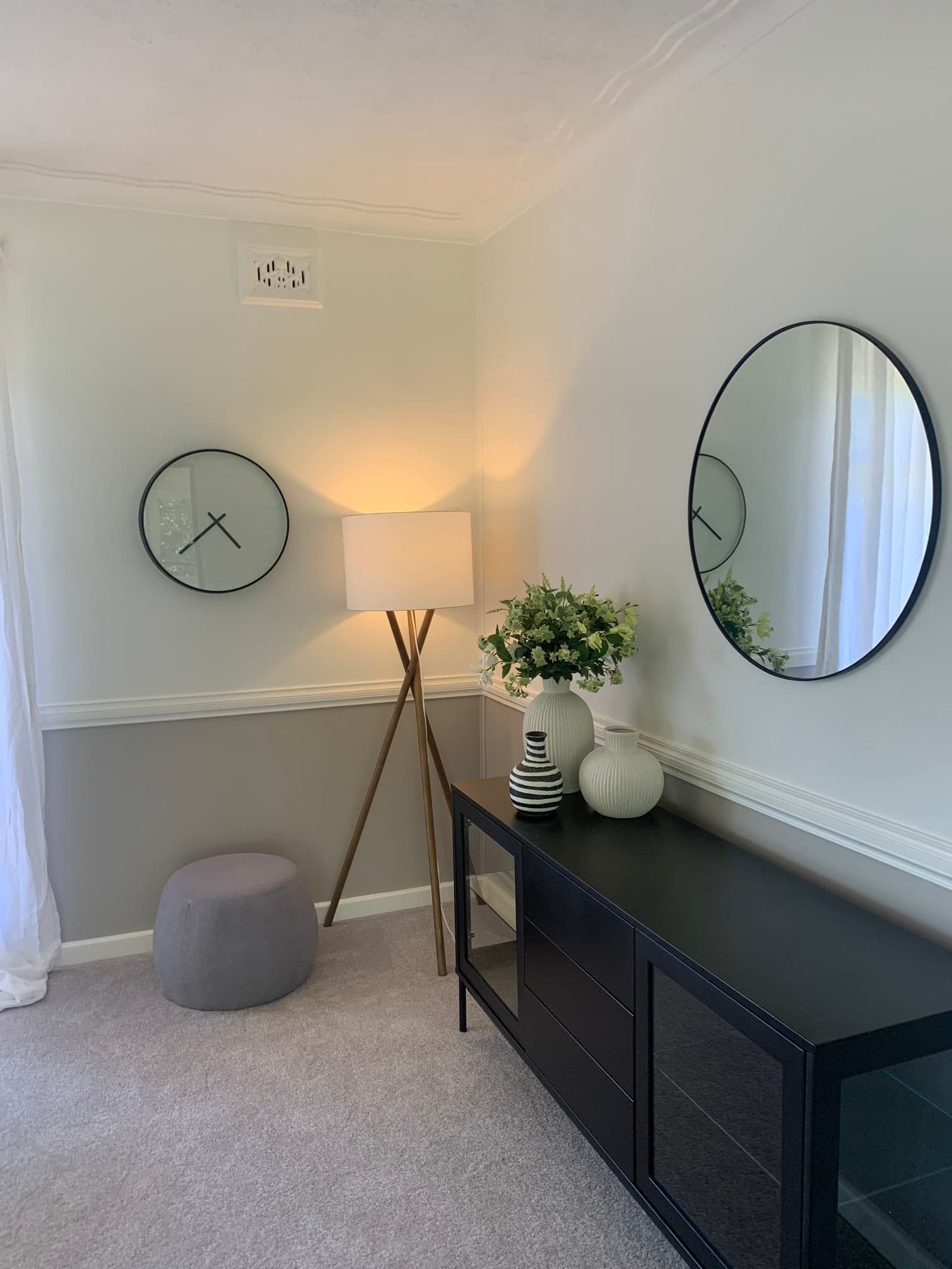 Interior repainted in a sage feature colour by Murrays Painting, chosen during a colour consultation